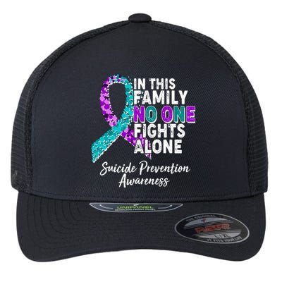 In This Family No One Fights Alone Suicide Prevention Awareness Flexfit Unipanel Trucker Cap