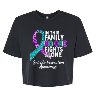 In This Family No One Fights Alone Suicide Prevention Awareness Bella+Canvas Jersey Crop Tee