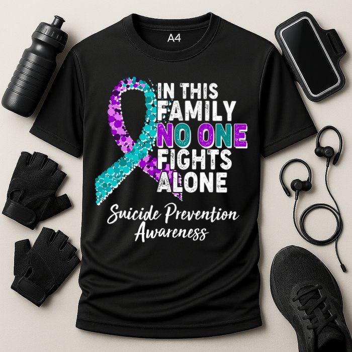 In This Family No One Fights Alone Suicide Prevention Awareness Cooling Performance Crew T-Shirt