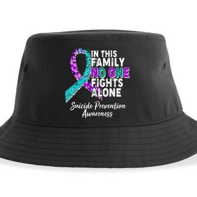 In This Family No One Fights Alone Suicide Prevention Awareness Sustainable Bucket Hat