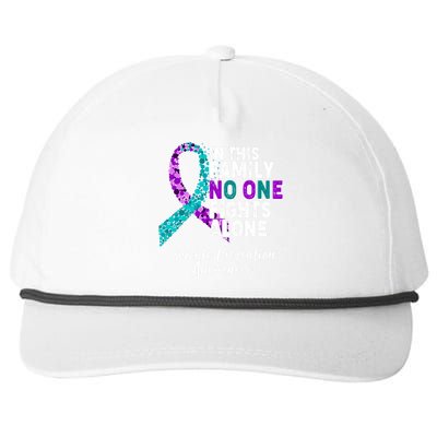 In This Family No One Fights Alone Suicide Prevention Awareness Snapback Five-Panel Rope Hat