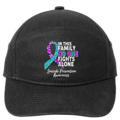 In This Family No One Fights Alone Suicide Prevention Awareness 7-Panel Snapback Hat