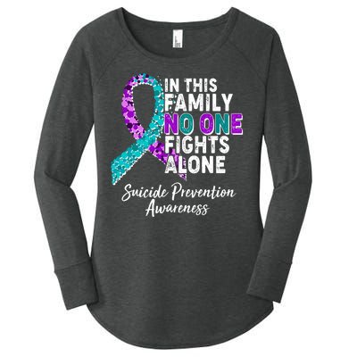 In This Family No One Fights Alone Suicide Prevention Awareness Women's Perfect Tri Tunic Long Sleeve Shirt