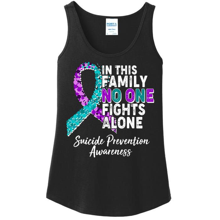 In This Family No One Fights Alone Suicide Prevention Awareness Ladies Essential Tank