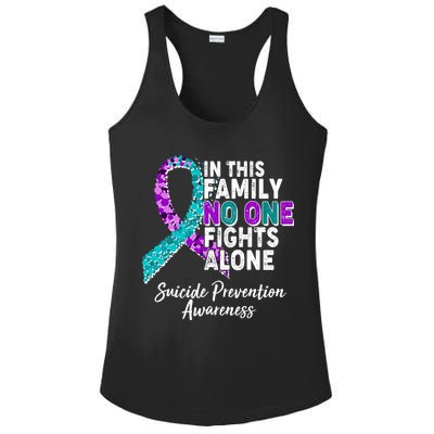 In This Family No One Fights Alone Suicide Prevention Awareness Ladies PosiCharge Competitor Racerback Tank
