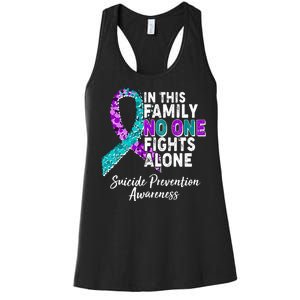 In This Family No One Fights Alone Suicide Prevention Awareness Women's Racerback Tank