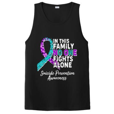 In This Family No One Fights Alone Suicide Prevention Awareness PosiCharge Competitor Tank