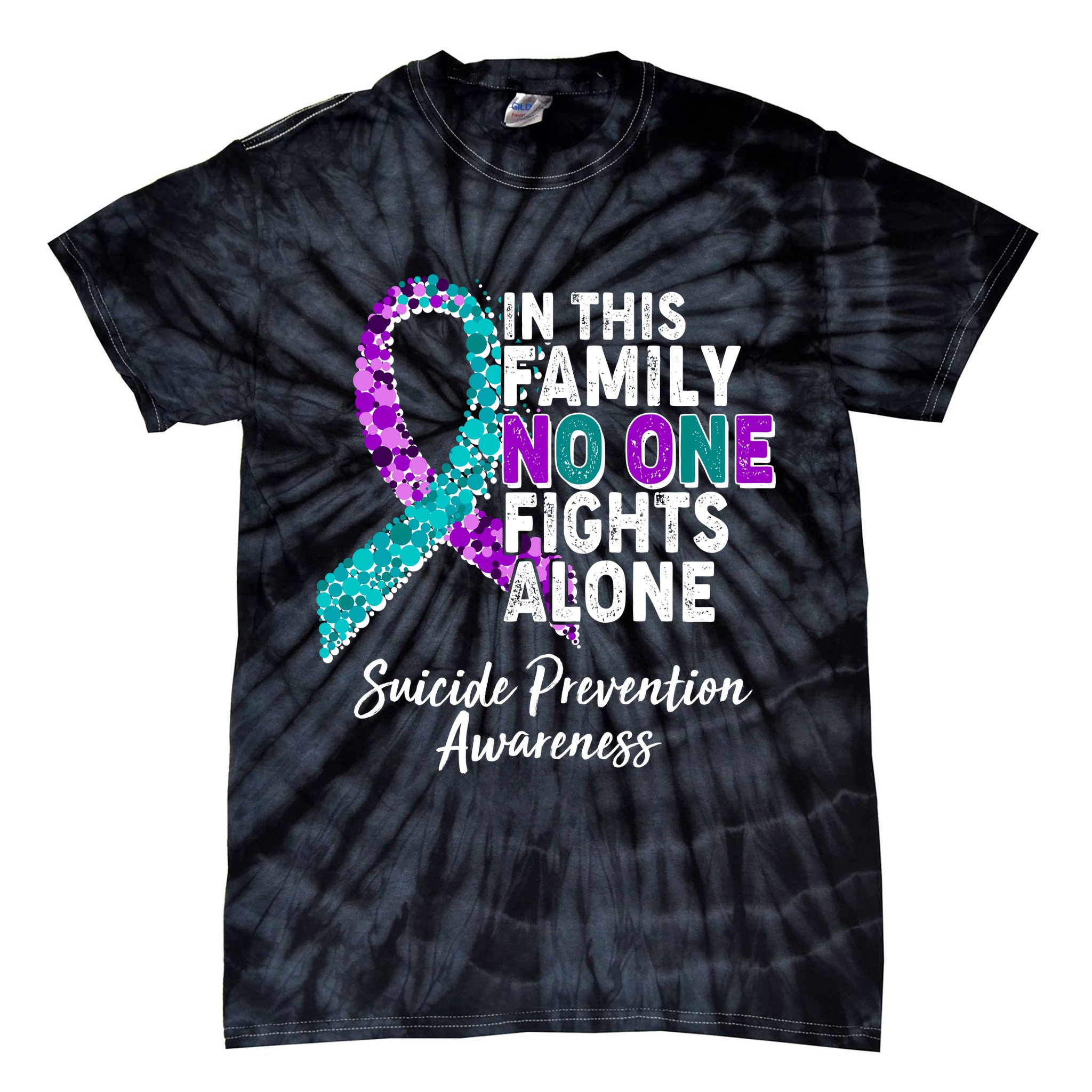 In This Family No One Fights Alone Suicide Prevention Awareness Tie-Dye T-Shirt