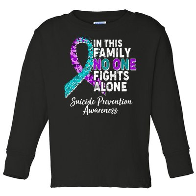 In This Family No One Fights Alone Suicide Prevention Awareness Toddler Long Sleeve Shirt