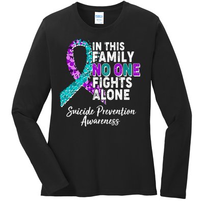 In This Family No One Fights Alone Suicide Prevention Awareness Ladies Long Sleeve Shirt