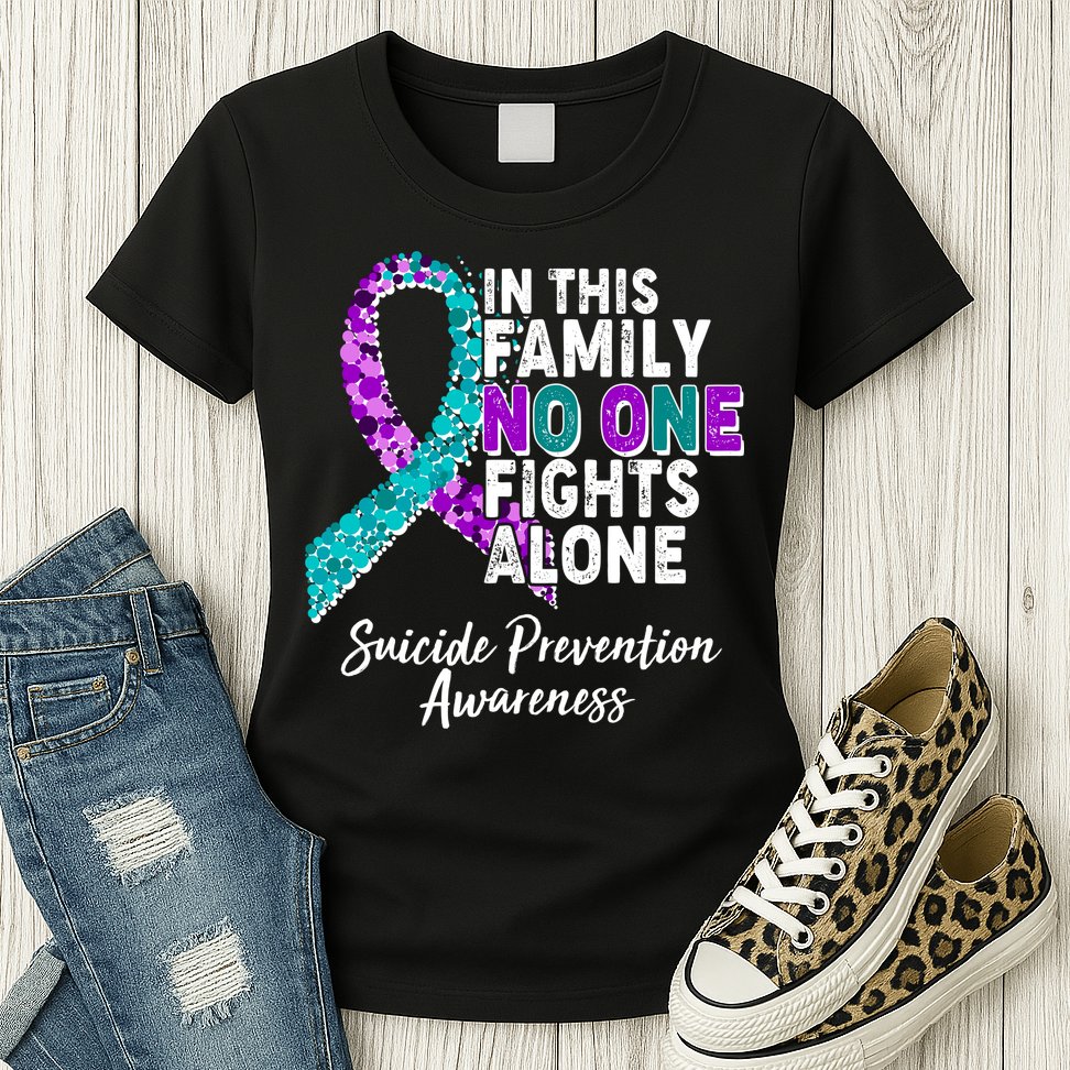 In This Family No One Fights Alone Suicide Prevention Awareness Womens T-Shirt