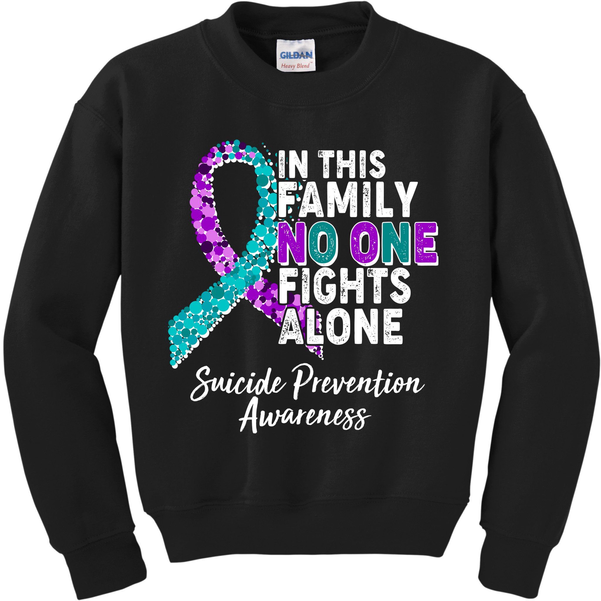 In This Family No One Fights Alone Suicide Prevention Awareness Kids Sweatshirt