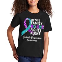 In This Family No One Fights Alone Suicide Prevention Awareness Kids T-Shirt