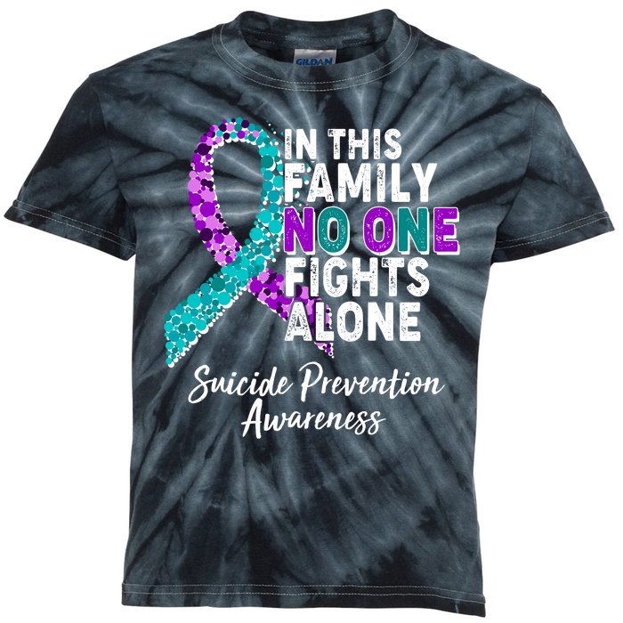 In This Family No One Fights Alone Suicide Prevention Awareness Kids Tie-Dye T-Shirt