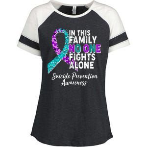 In This Family No One Fights Alone Suicide Prevention Awareness Enza Ladies Jersey Colorblock Tee