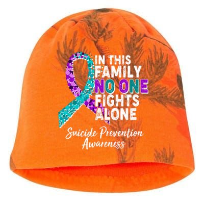 In This Family No One Fights Alone Suicide Prevention Awareness Kati - Camo Knit Beanie