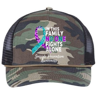 In This Family No One Fights Alone Suicide Prevention Awareness Retro Rope Trucker Hat Cap