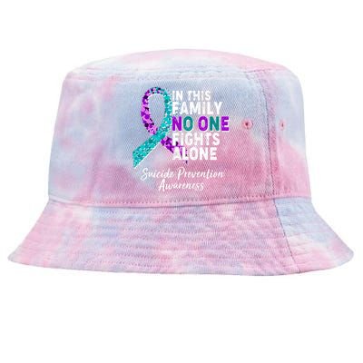 In This Family No One Fights Alone Suicide Prevention Awareness Tie-Dyed Bucket Hat