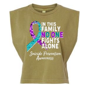 In This Family No One Fights Alone Suicide Prevention Awareness Garment-Dyed Women's Muscle Tee