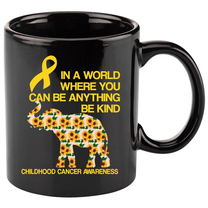 In World Where You Can Be Childhood Cancer Awareness 11oz C Handle Ceramic Mug