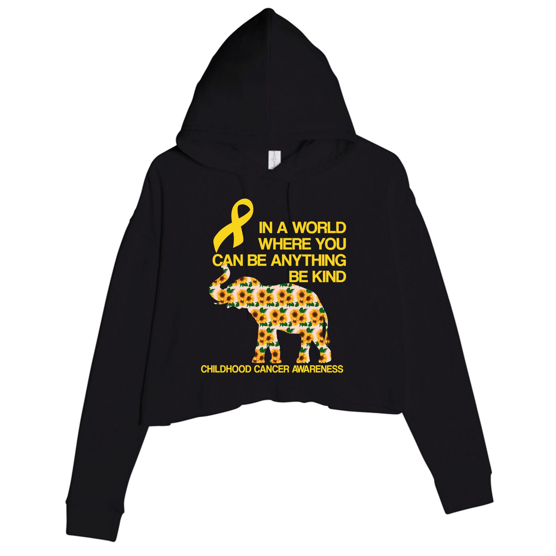 In World Where You Can Be Childhood Cancer Awareness Crop Fleece Hoodie