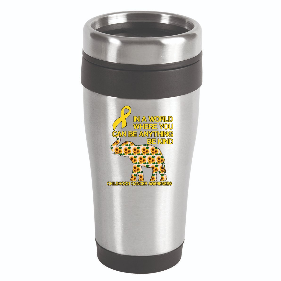 In World Where You Can Be Childhood Cancer Awareness 16oz Travel Tumbler