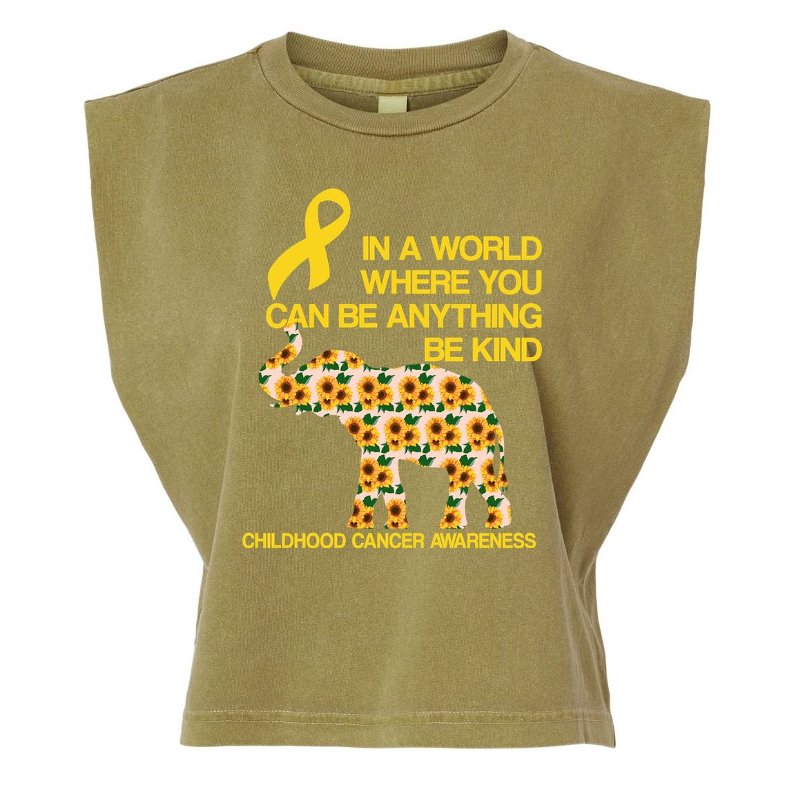 In World Where You Can Be Childhood Cancer Awareness Garment-Dyed Women's Muscle Tee