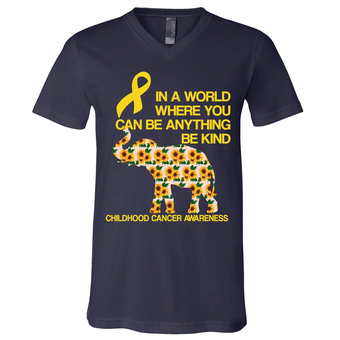 In World Where You Can Be Childhood Cancer Awareness V-Neck T-Shirt