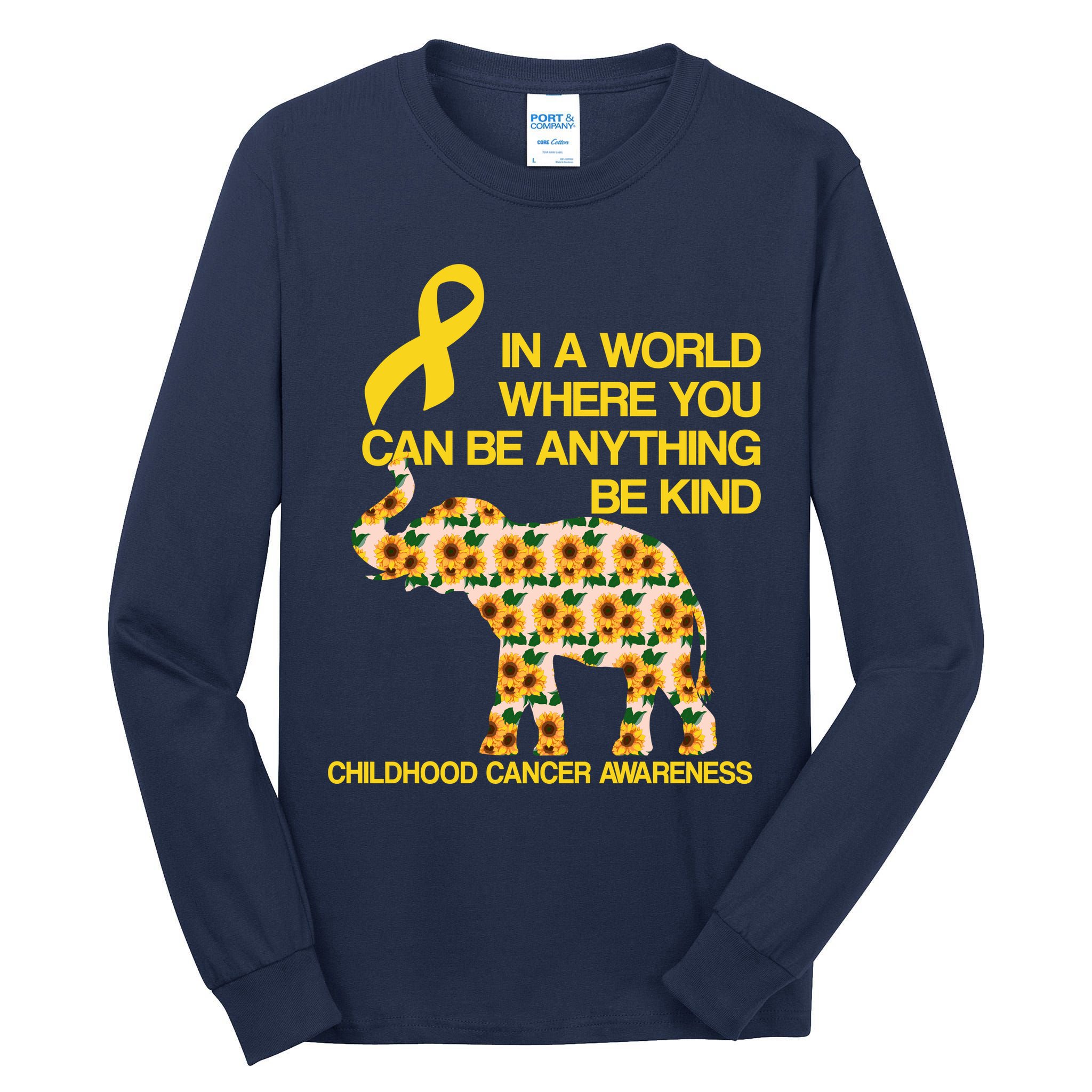 In World Where You Can Be Childhood Cancer Awareness Tall Long Sleeve T-Shirt