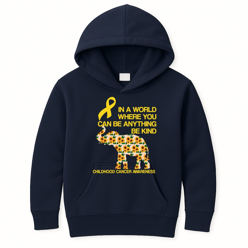 In World Where You Can Be Childhood Cancer Awareness Kids Hoodie
