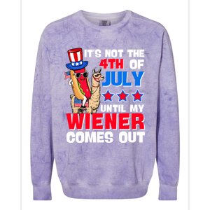 ItS Not 4th Of July Until My Wiener Comes Out Hotdog Llama Gift Colorblast Crewneck Sweatshirt