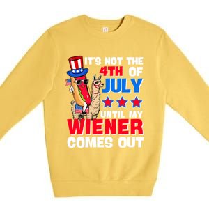 ItS Not 4th Of July Until My Wiener Comes Out Hotdog Llama Gift Premium Crewneck Sweatshirt