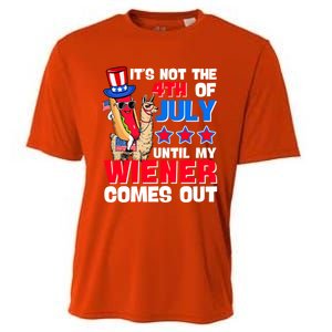 ItS Not 4th Of July Until My Wiener Comes Out Hotdog Llama Gift Cooling Performance Crew T-Shirt