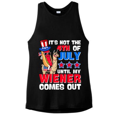 ItS Not 4th Of July Until My Wiener Comes Out Hotdog Llama Gift Ladies PosiCharge Tri-Blend Wicking Tank