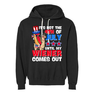 ItS Not 4th Of July Until My Wiener Comes Out Hotdog Llama Gift Garment-Dyed Fleece Hoodie