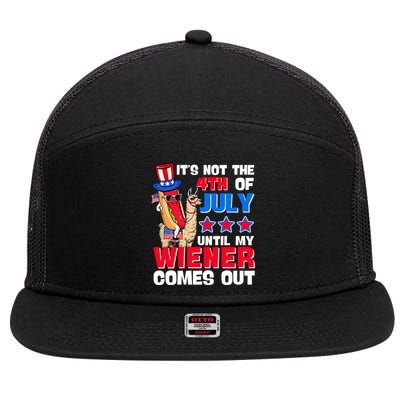 ItS Not 4th Of July Until My Wiener Comes Out Hotdog Llama Gift 7 Panel Mesh Trucker Snapback Hat
