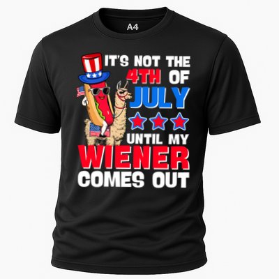 ItS Not 4th Of July Until My Wiener Comes Out Hotdog Llama Gift Performance Shirt