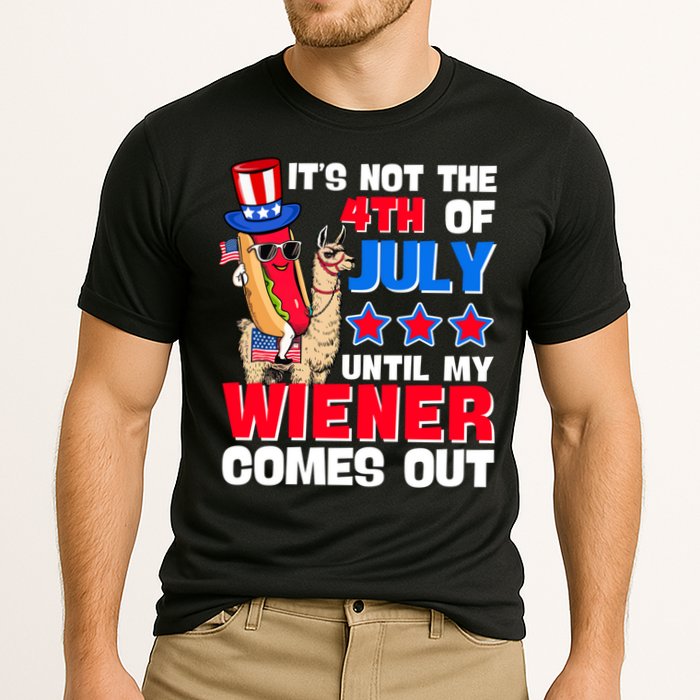 ItS Not 4th Of July Until My Wiener Comes Out Hotdog Llama Gift Performance Shirt