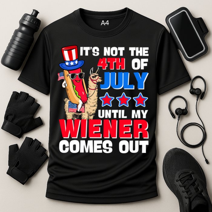 ItS Not 4th Of July Until My Wiener Comes Out Hotdog Llama Gift Performance Shirt