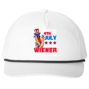 ItS Not 4th Of July Until My Wiener Comes Out Hotdog Llama Gift Snapback Five-Panel Rope Hat