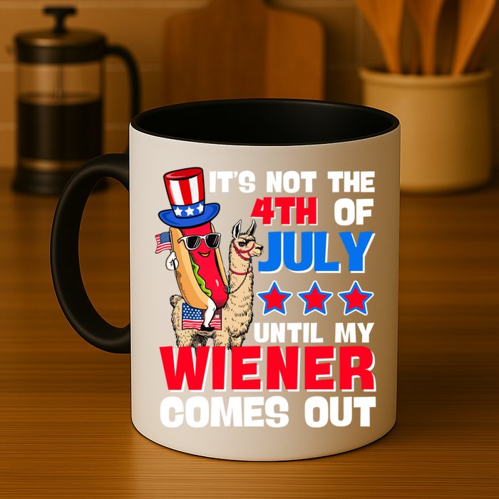 ItS Not 4th Of July Until My Wiener Comes Out Hotdog Llama Gift Mug