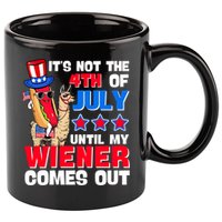 ItS Not 4th Of July Until My Wiener Comes Out Hotdog Llama Gift 11oz C Handle Ceramic Mug