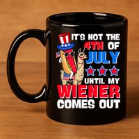 ItS Not 4th Of July Until My Wiener Comes Out Hotdog Llama Gift 11oz C Handle Ceramic Mug