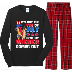 ItS Not 4th Of July Until My Wiener Comes Out Hotdog Llama Gift Long Sleeve Pajama Set