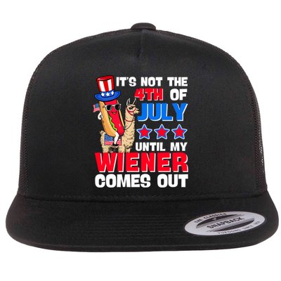 ItS Not 4th Of July Until My Wiener Comes Out Hotdog Llama Gift Flat Bill Trucker Hat