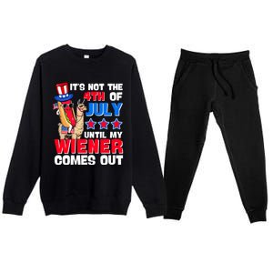 ItS Not 4th Of July Until My Wiener Comes Out Hotdog Llama Gift Premium Crewneck Sweatsuit Set