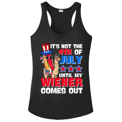 ItS Not 4th Of July Until My Wiener Comes Out Hotdog Llama Gift Ladies PosiCharge Competitor Racerback Tank