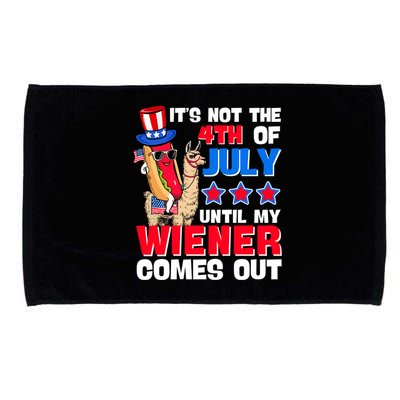 ItS Not 4th Of July Until My Wiener Comes Out Hotdog Llama Gift Microfiber Hand Towel