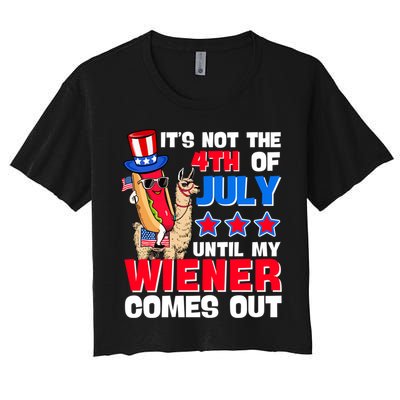 ItS Not 4th Of July Until My Wiener Comes Out Hotdog Llama Gift Crop Top