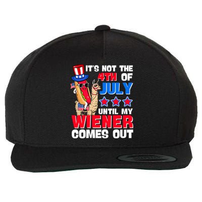ItS Not 4th Of July Until My Wiener Comes Out Hotdog Llama Gift Wool Snapback Cap